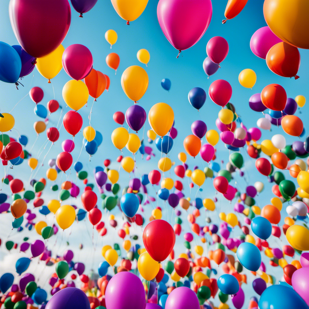 An image depicting a diverse range of colorful balloons floating in mid-air, each representing a different gas