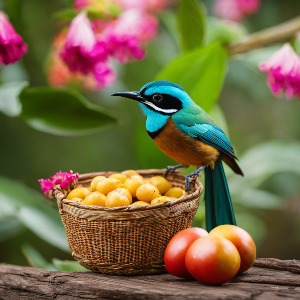 Ge featuring El Salvador's national symbols: a turquoise-browed motmot bird, a maquilishuat tree in full bloom, and a vibrant pupusa in a traditional woven basket