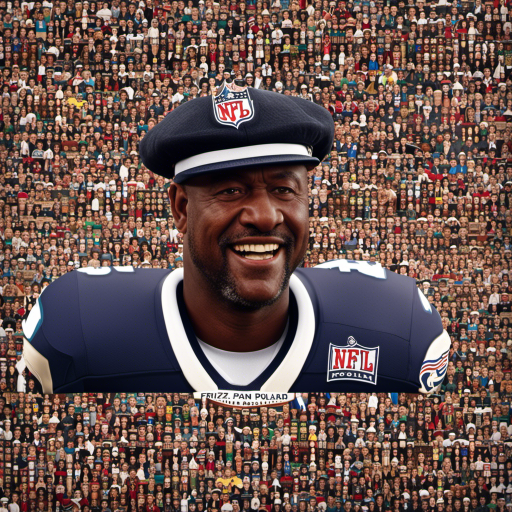 An image showcasing Fritz Pollard's fun facts: a football player wearing the first-ever NFL African American head coach's hat, surrounded by a mosaic of achievements like playing in the Rose Bowl and co-founding the first African American professional football team