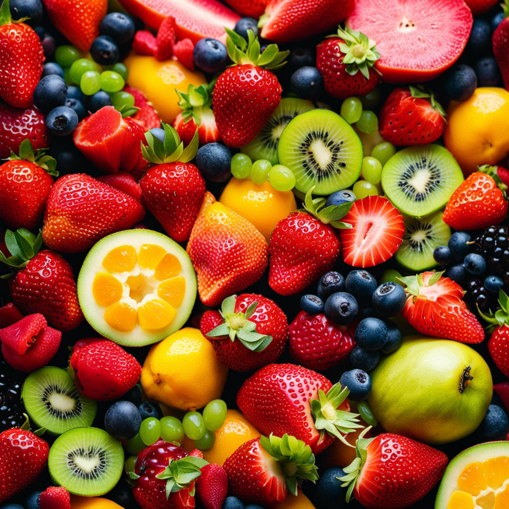 An image showcasing a vibrant fruit salad bursting with colors and textures