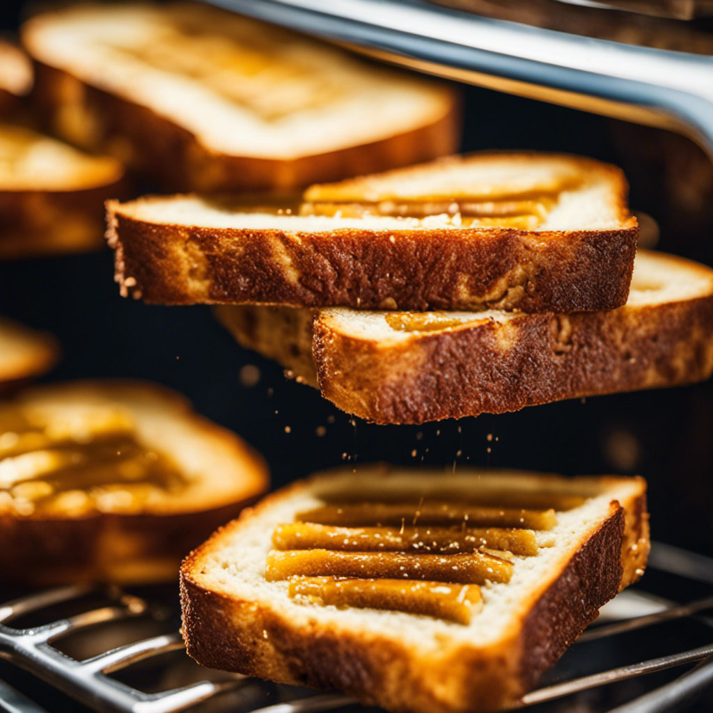 An image capturing the vibrant colors and textures of a variety of toasted bread slices, popping out of different slots in a toaster