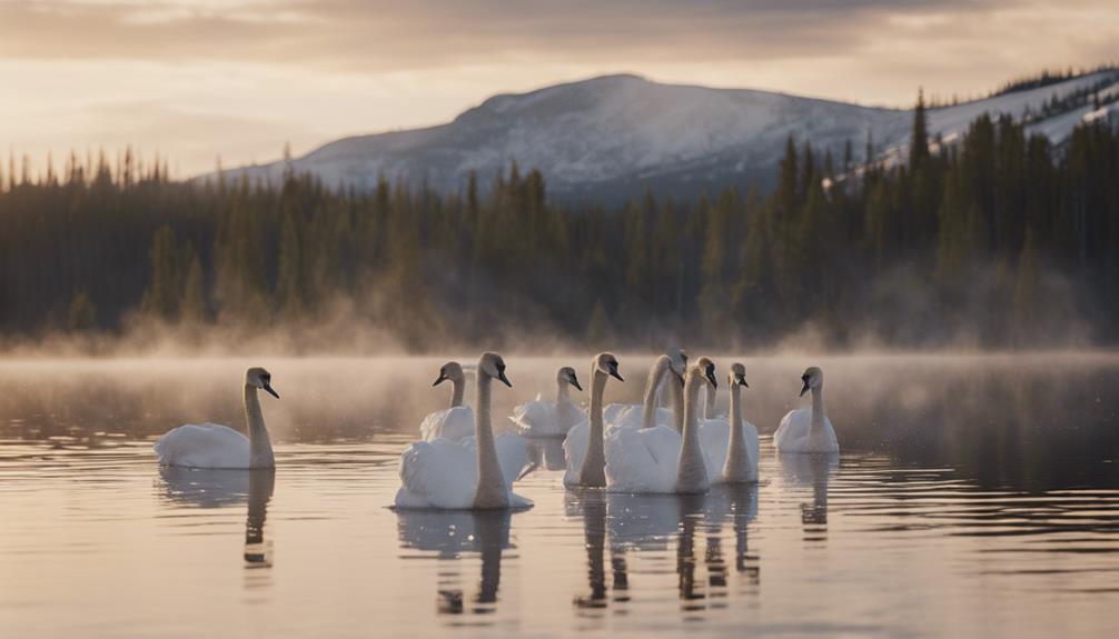 graceful white trumpeter swans